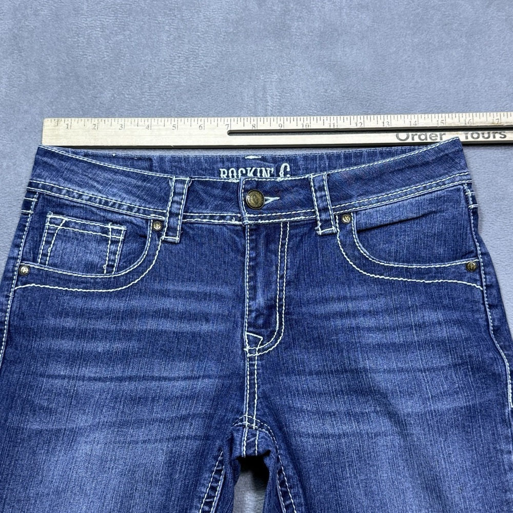 Rockin C Jeans Womens 29x33 Bootcut Lowrise Embroidered Pockets Thick Stitch USA - Picture 5 of 8